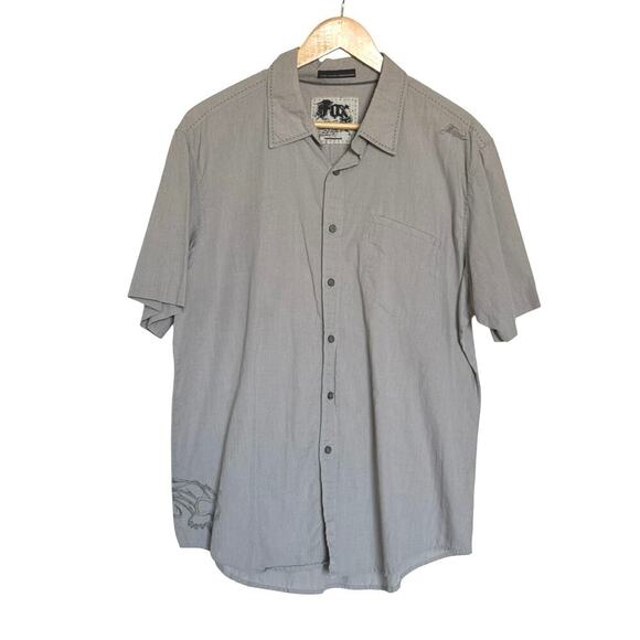 Fox Racing Men’s Short Sleeve Button-Up Shirt Size XL Gray Casual Moto Style - Picture 1 of 10